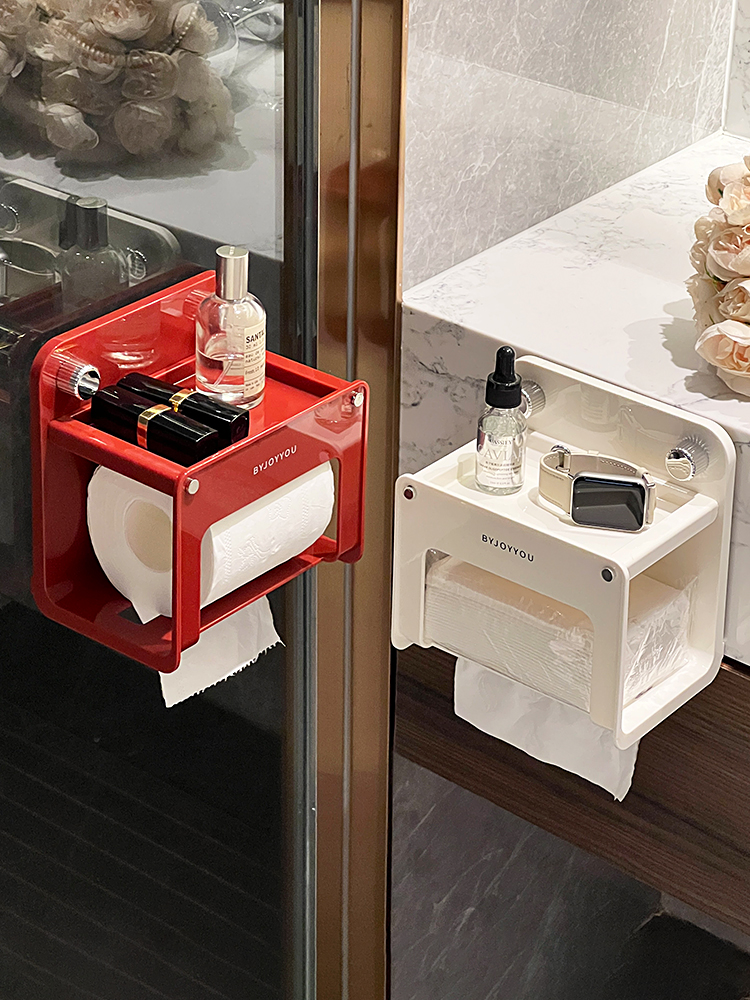 吸盘卫生间厕纸盒新款纸巾盒壁挂式高级感洗脸巾置物架厕所卷纸架