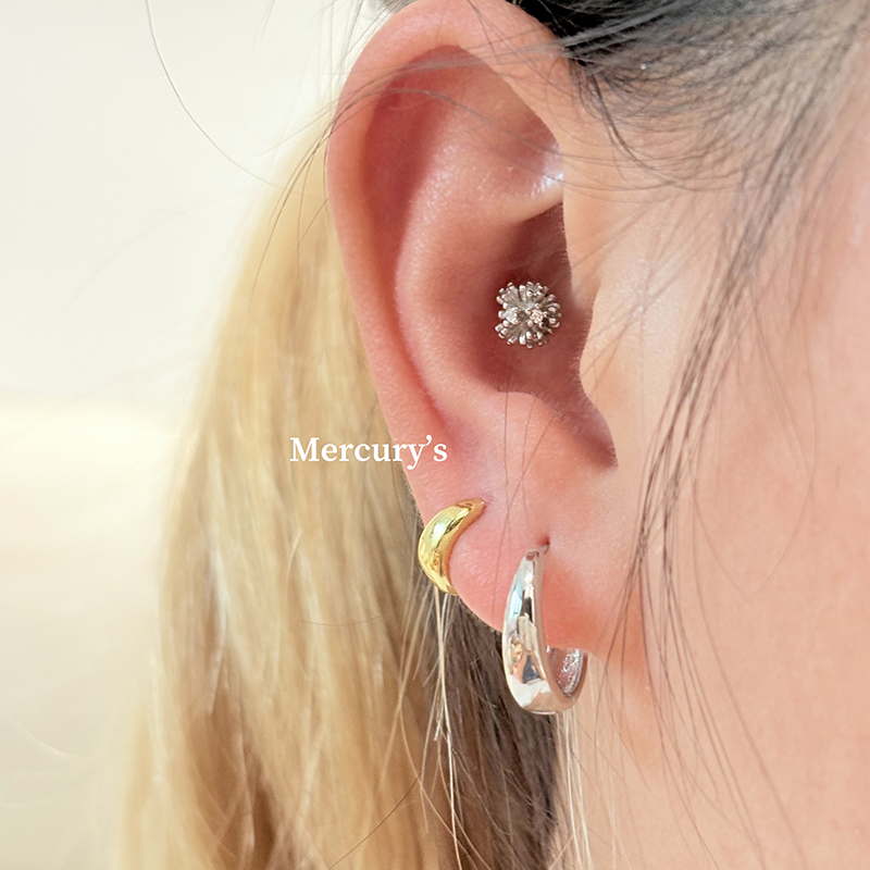 s925纯银素圈大耳环和小耳环