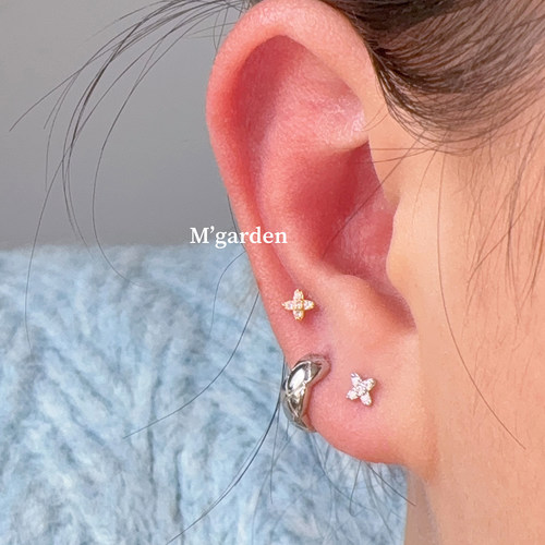 s925纯银精致超迷你星星耳骨钉