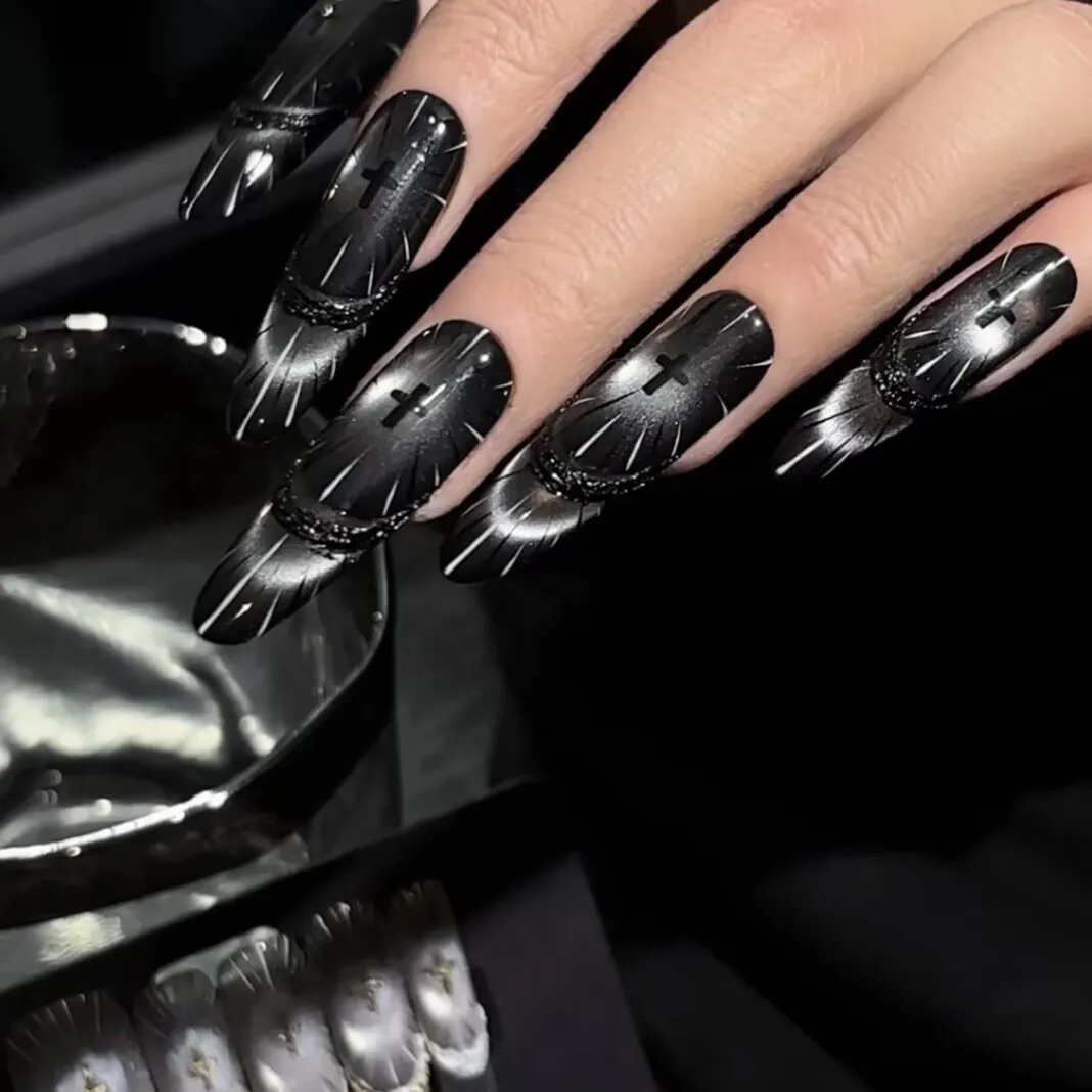 【神谕圣光】纯手工穿戴甲爆款AB款圣洁神圣高级感猫眼长款美甲片