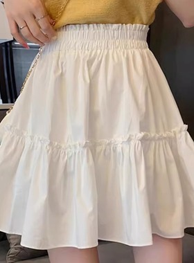 A short puffy white skirt that covers the hips白色遮胯蓬蓬裙