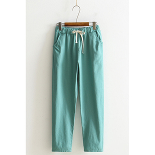女生薄款 棉质九分哈伦裤Girls thin cotton cropped harem pants