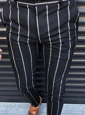 Men's Business Casual Striped Pants潮流男士商务休闲条纹长裤