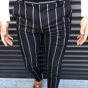 Men's Business Casual Striped Pants潮流男士商务休闲条纹长裤