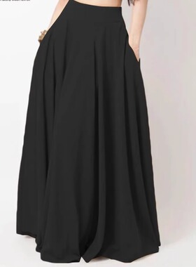 Long skirt with elastic waist and pockets 松紧腰有口袋半身裙