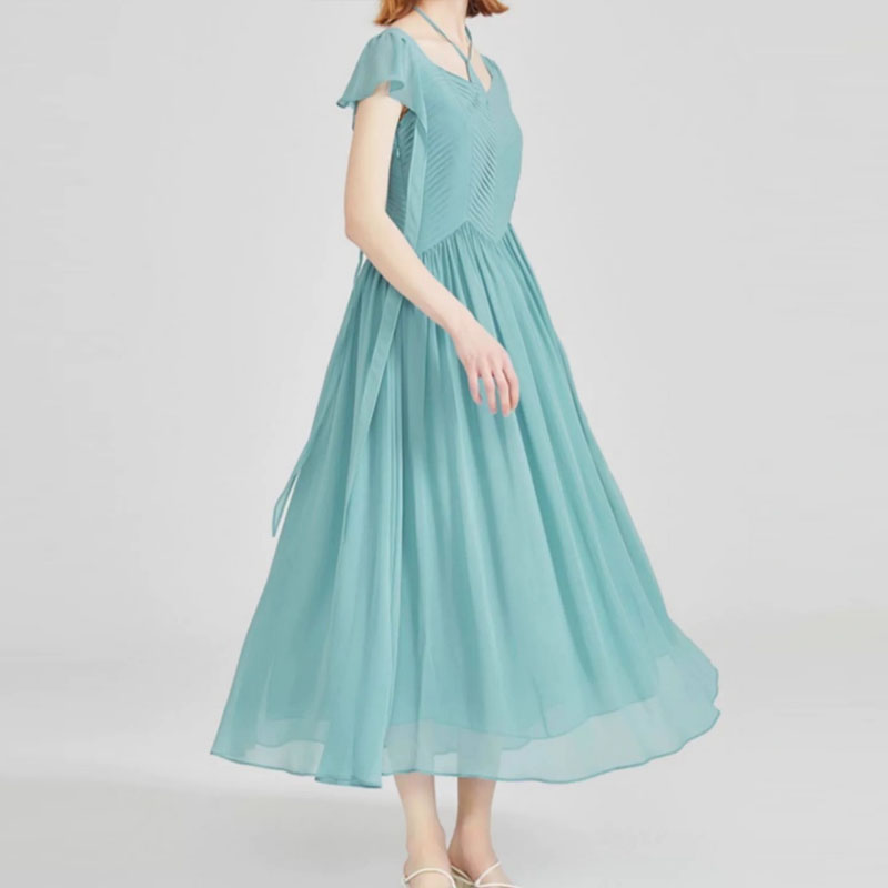 双层乔其纯桑蚕丝连衣裙