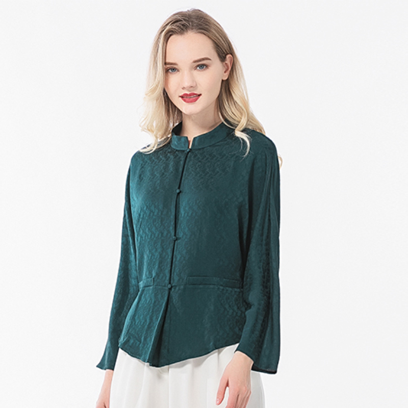 100%桑蚕丝暗纹提花衬衫