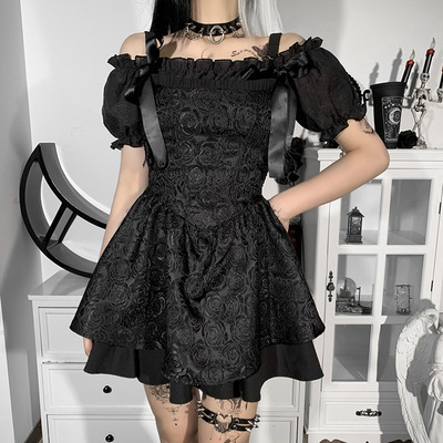 High Waist Strap Puff Sleeve Cake Dress 露肩吊带泡泡袖蛋糕裙