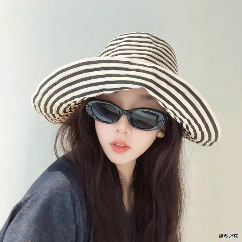 时尚百搭渔夫帽女春夏季出游沙滩出片遮阳帽子大檐防紫外线太阳帽