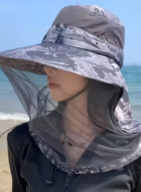 夏季防蚊虫网纱遮阳帽女