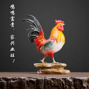 步步高升公鸡摆件铜工艺品客厅大吉大利招财大公鸡铜鸡乔迁礼物