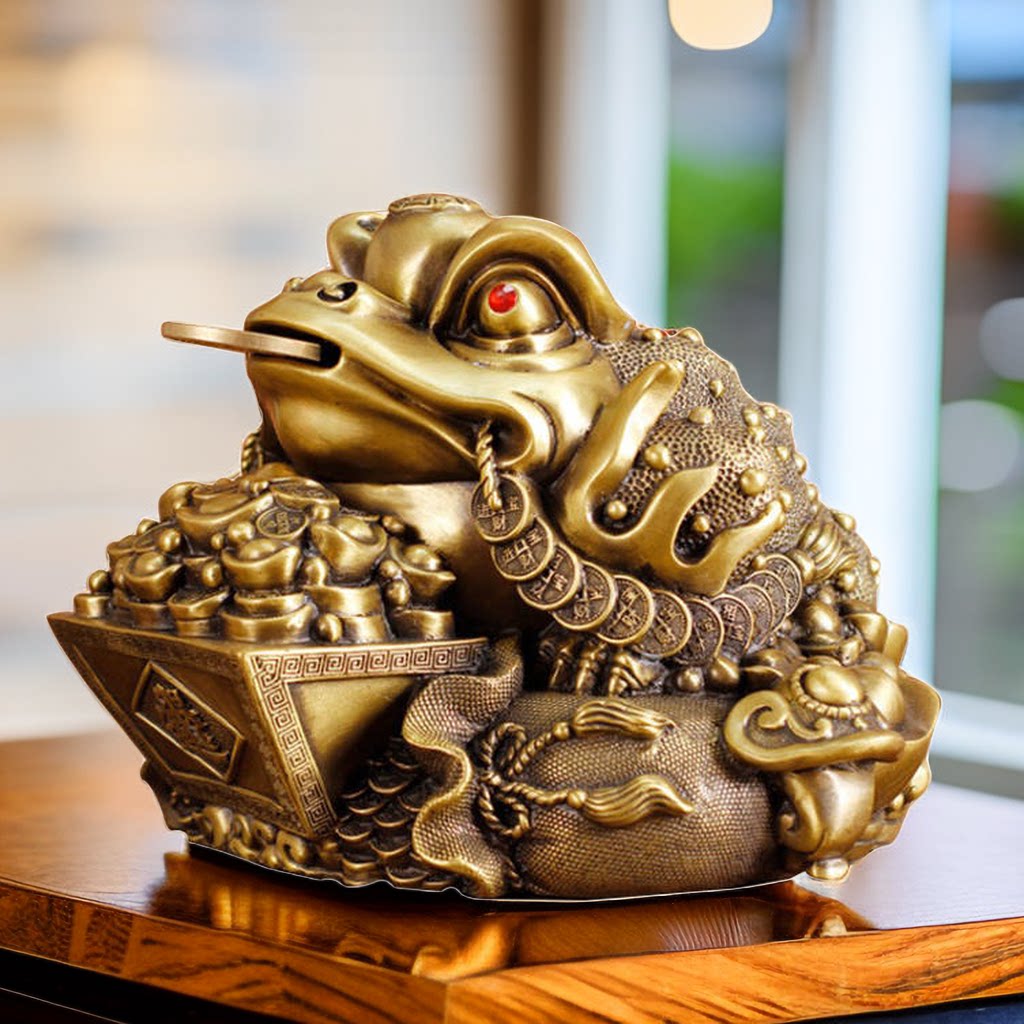 日进斗金金蟾摆件铜客厅办公室收银台三足金蟾装饰乔迁开业礼品