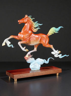 铜马金属摆件马到成功客厅办公室红色全铜工艺品马踏飞燕新年礼物