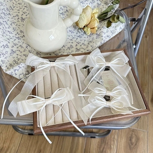 新中式超仙气网纱飘带蝴蝶结胸针米白色芭蕾风发夹氛围感别针领结