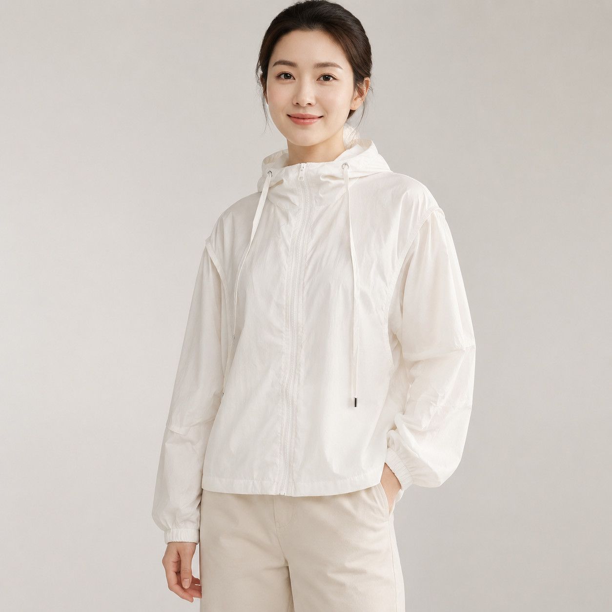 短款连帽防晒衣女夏季小个子运动冲锋衣防紫外线外套休闲防晒服潮