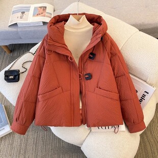 時(shí)尚 2025冬季 格子連帽棉服女短款 百搭棉襖冬季 新款 女士休閑外套女