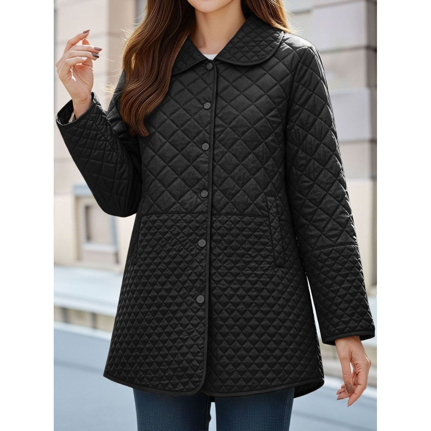 中长款薄款棉服女2025秋冬大码中老年妈妈款菱格宽松显瘦棉袄棉衣