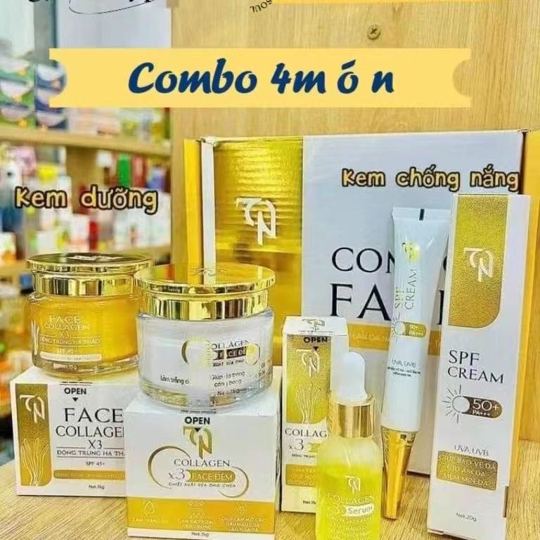 越南老牌子Combo Face Collagen X3 TN Ngay-Dem serum四件套