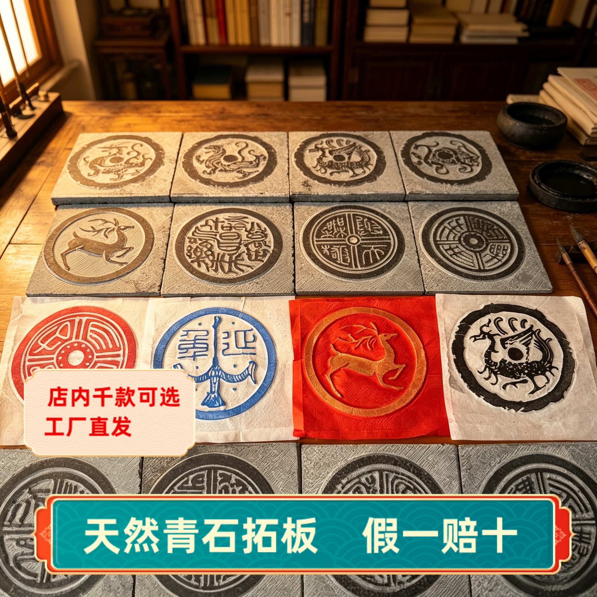 《青石瓦当大全》拓片拓印专用砖雕家居饰品摆件国风出国特色手工图片