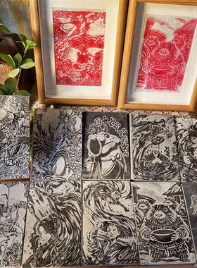 哪吒申公豹瓦当拓片模板定制非遗手工diy材料包活动沙龙公司团建