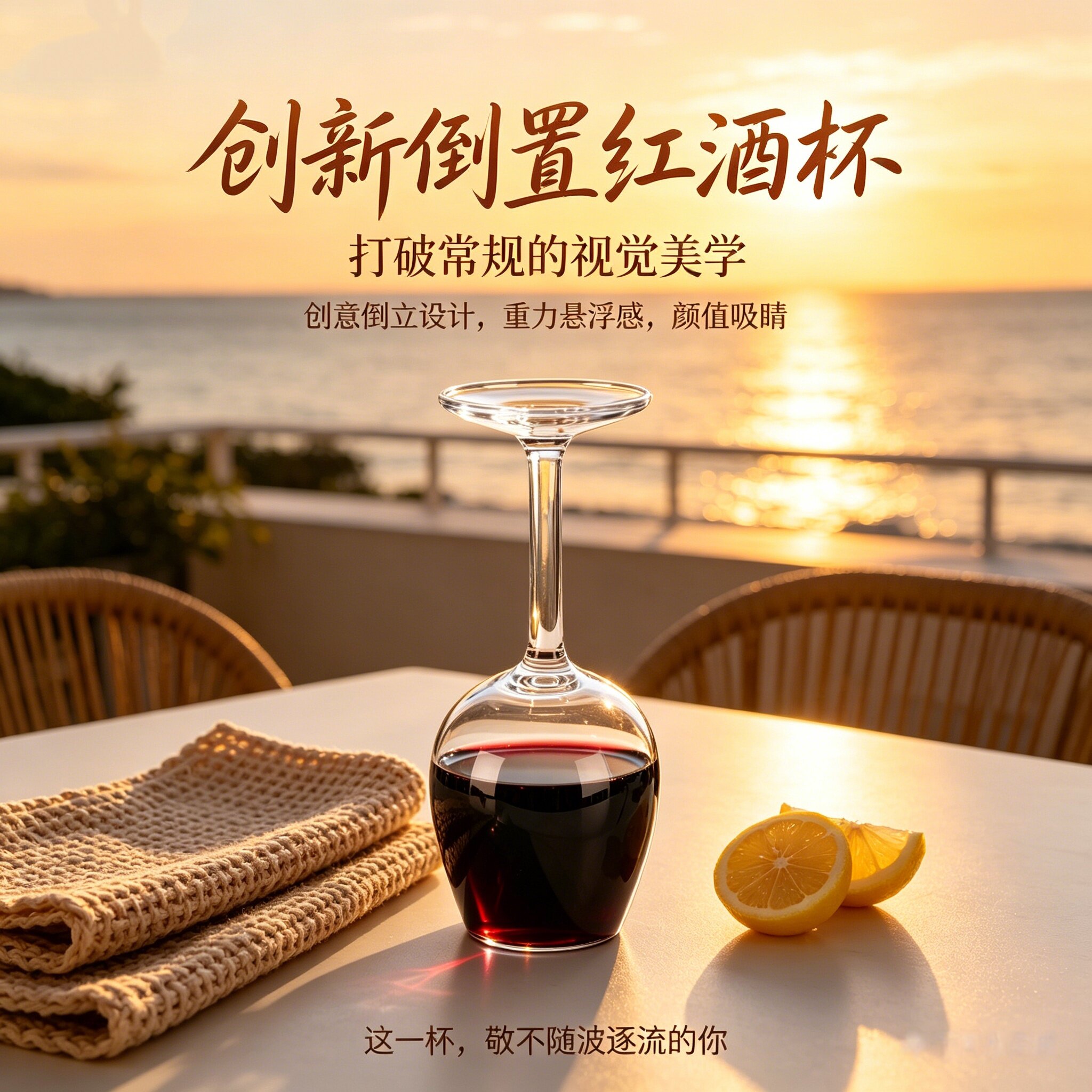 倒立高脚杯红酒杯反着喝玻璃颠倒反口搞怪杯整蛊朋友稀奇古怪酒杯