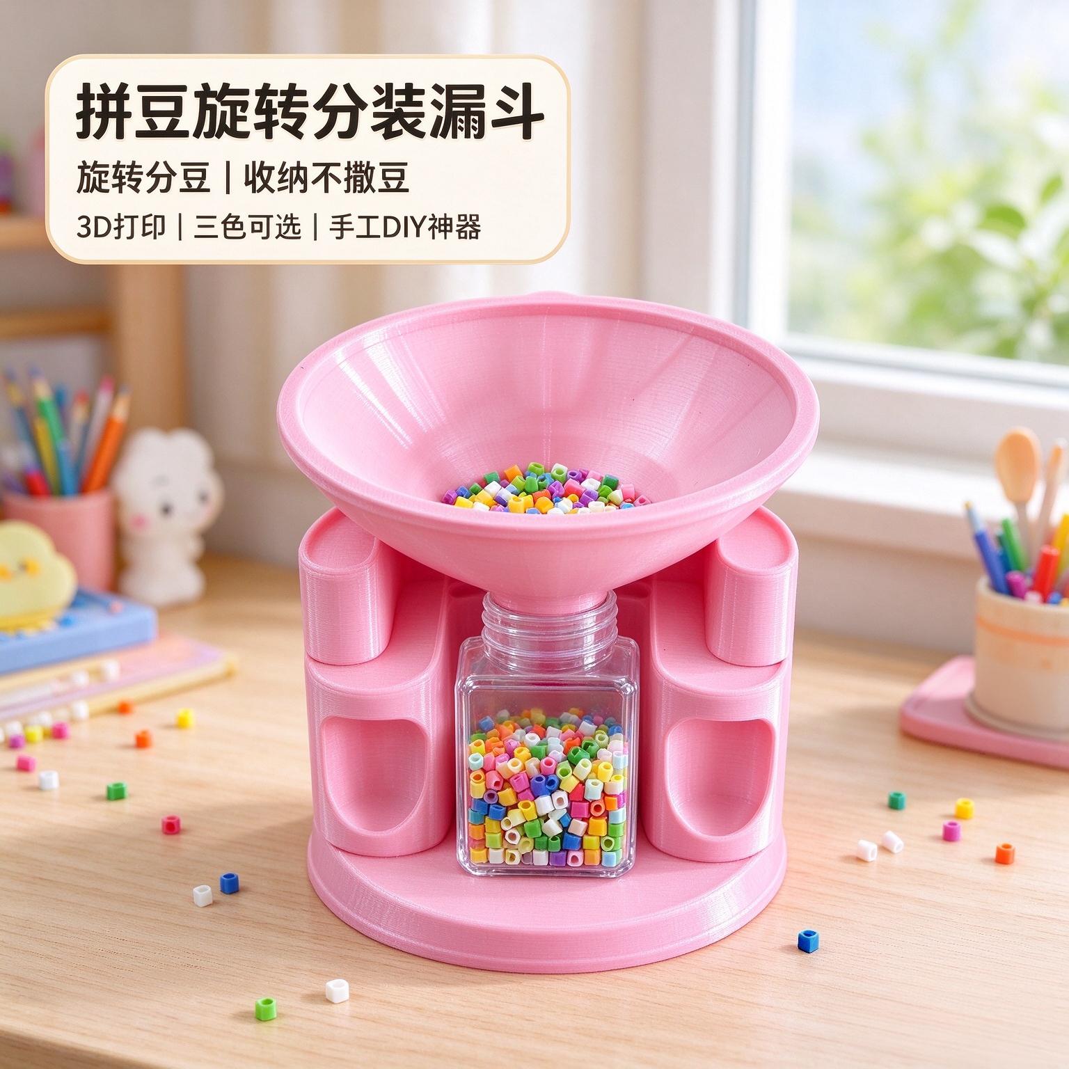 拼豆漏斗可旋转3D打印分装神器