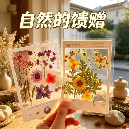 银杏叶塑封膜框DIY书签标本