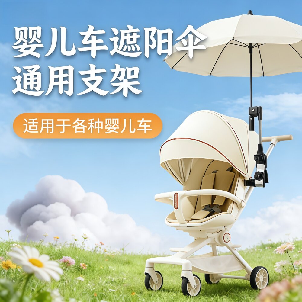 婴儿车遮阳雨伞固定器宝宝车太阳撑伞夹支架儿童推车遛娃神器防晒