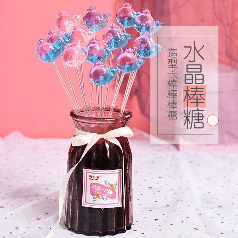 长杆水晶棒棒糖网红爆款水晶糖好看的棒棒糖美人鱼六一儿童节糖果