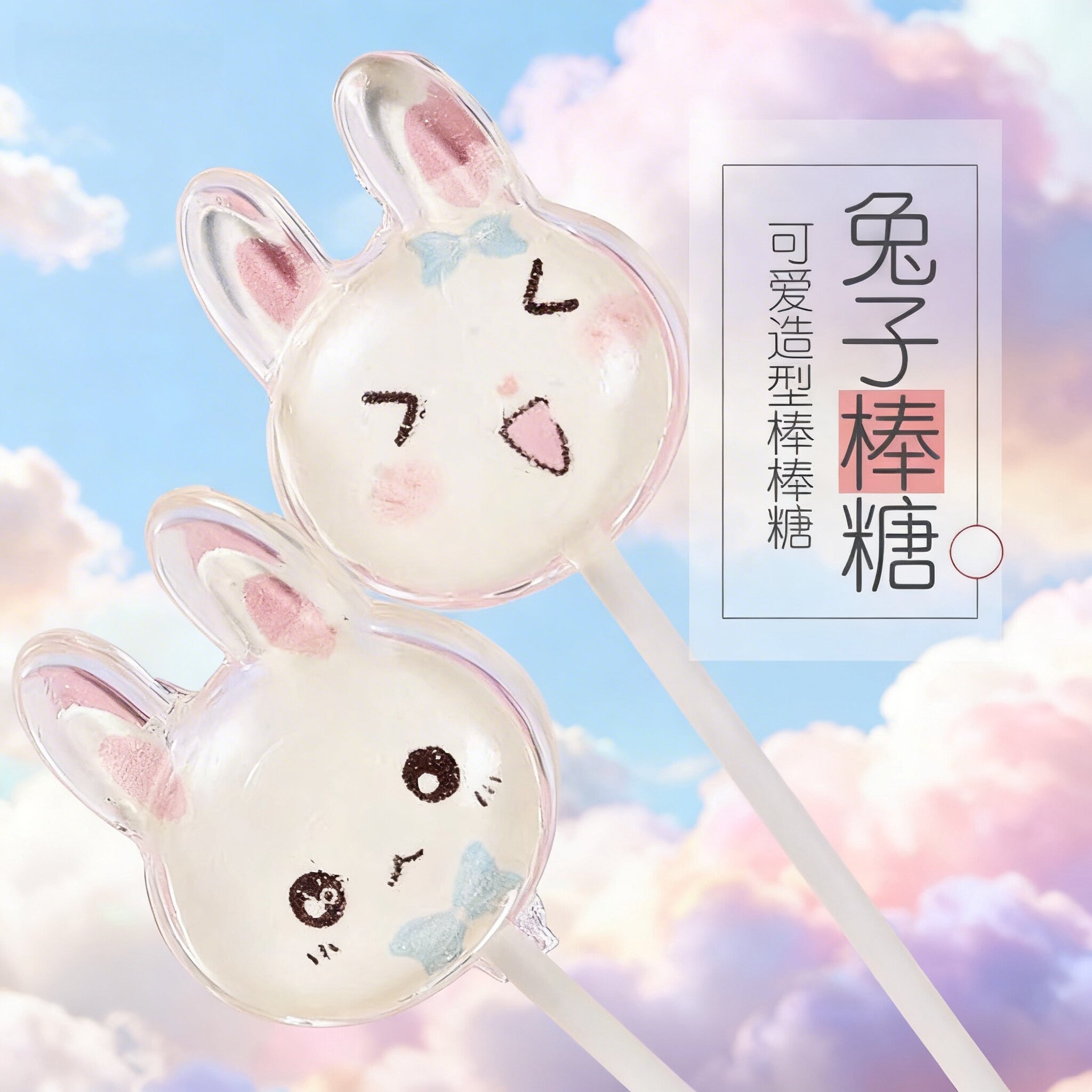 小兔子棒棒糖可爱网红兔兔造型高颜值糖果奖励学生六一儿童节批发