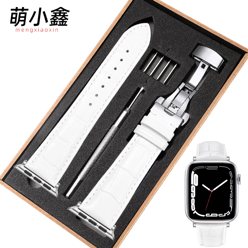 适用iwatch10苹果s10手表applewatch10白色真皮s9表带s8高级智能运动小众8可爱7女SE新款42男44 4546ultra