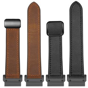 适用佳明Garmin手表飞耐时 Fenix7X/Fenix5X/Fenix6X/Forerunner935/945/955/965泰铁时磁吸扣真皮快拆表带男