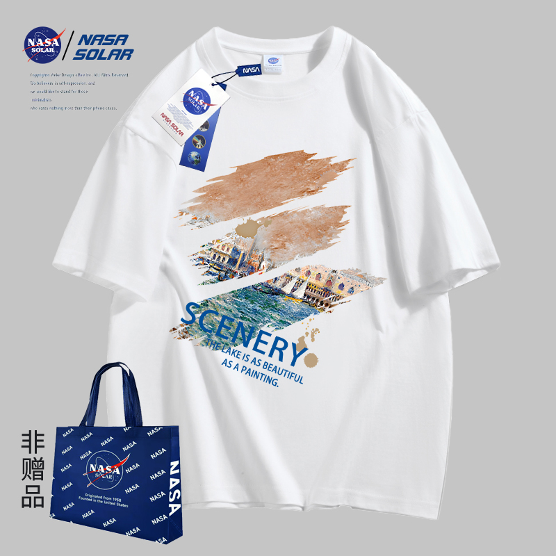 NASA SOLAR联名2024夏季新款印花男女同款短袖纯棉情侣T恤潮牌TBB