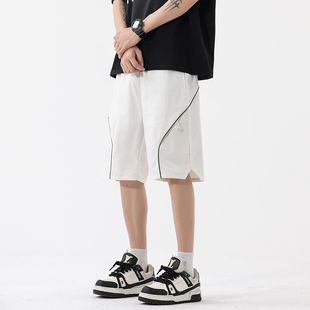 NASA夏季环绕线条设计短裤休闲简约舒适户外运动短裤