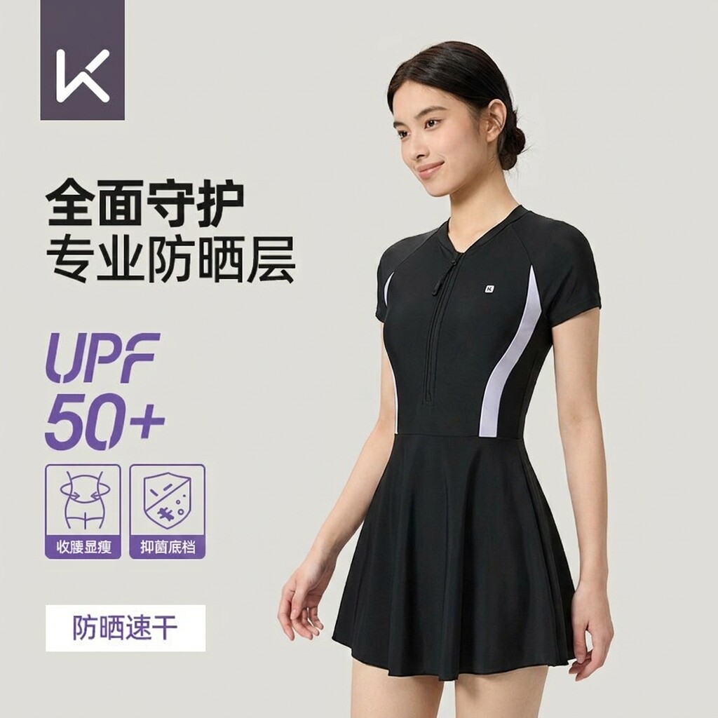 Keep泳衣女士2026新款遮肚显瘦连体裙式沙滩速干游泳衣专业大码