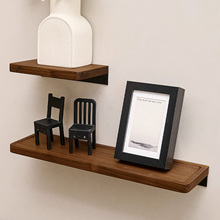 胡桃木卫生间置物架上墙壁挂式免打孔浴室厨房卧室木质搁板小架子