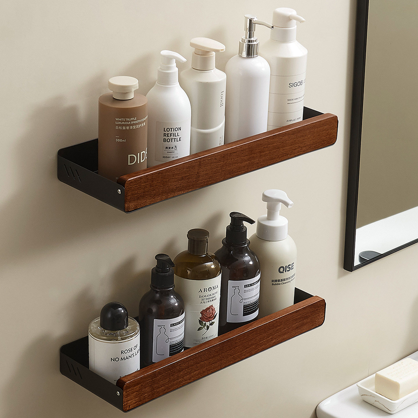 胡桃木简约木质浴室置物架壁挂厕所收纳架多功能卫生间洗漱台架子,家装主材,卫浴置物架,淘宝优惠券,粉丝福利购,淘宝优惠卷