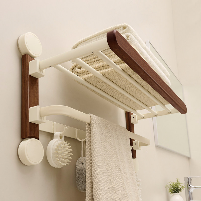 胡桃木吸盘毛巾架浴室置物架免打孔厕所高端卫生间洗手间浴巾架子,家庭/个人清洁工具,毛巾挂/毛巾架,淘宝优惠券,粉丝福利购,淘宝优惠卷