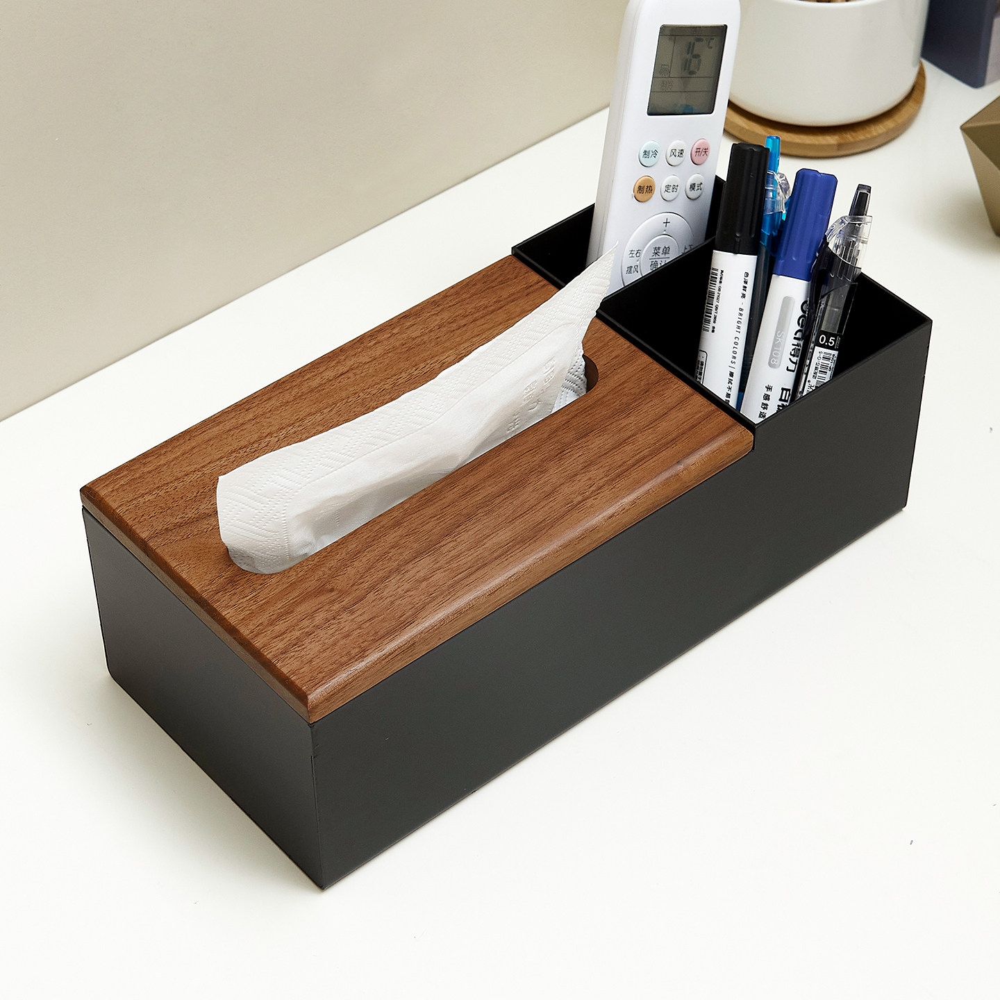 胡桃木纸巾盒客厅家用高级感