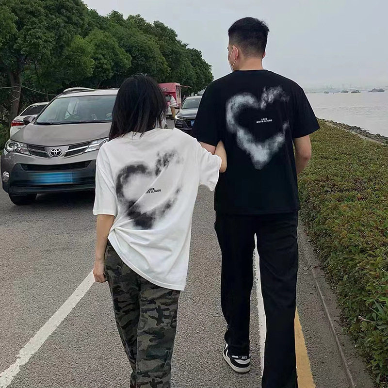 纯棉短袖夏装T恤女士正肩半袖体恤2025新款情侣装夏装男女同款潮