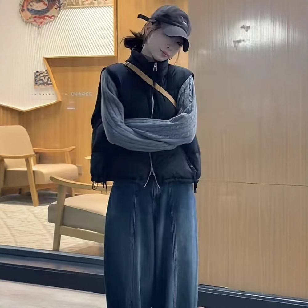 韩系立领羽绒服马甲女外