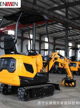 驾驶室小型挖掘机ZY12乡村改造园林市政施工挖土机微型履带挖机