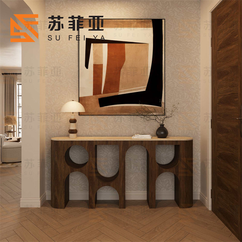 中古侘寂风简约高端靠前玄关台图片