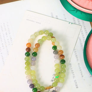 天然新疆和田玉山料多宝玉7.8mm项链多圈手链古韵百搭毛衣链高端