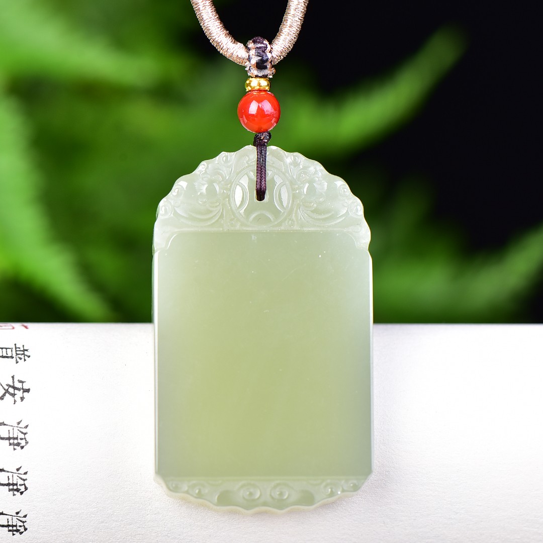 正品保真天然新疆和田玉青海料平安无事牌吊坠挂件男女士玉坠玉佩