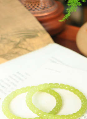 天然新疆和田玉若羌黄口料老型珠手串一条手链古风男女手饰收藏