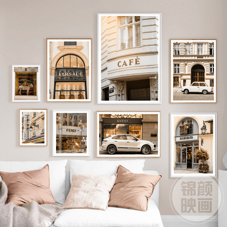 时尚街店帆布画墙艺术豪华巴黎北欧海报和墙壁图片印刷品客厅装饰