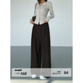 现货5折 黑色宽松西装 裤 ousph 高腰显瘦高级感直筒垂感阔腿长裤