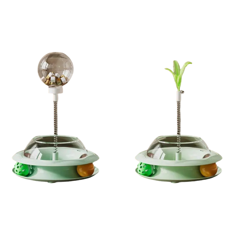 猫咪掏掏乐漏食转盘玩具带羽毛弹簧猫玩具球宠物自嗨神器玩乐