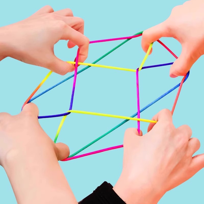 儿童翻花绳彩虹彩色绳